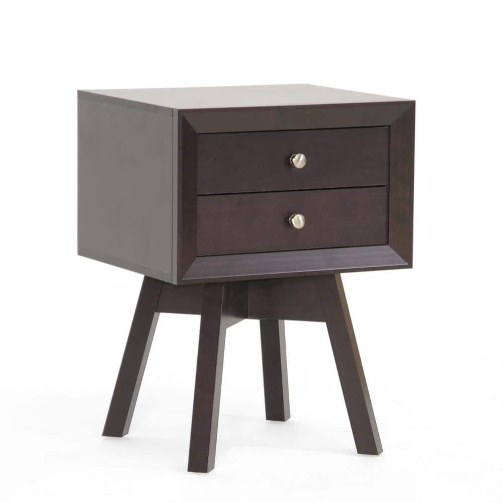 Baxton Studio Morgan 2 Drawer Dark Brown Nightstand 28862 4358 HD