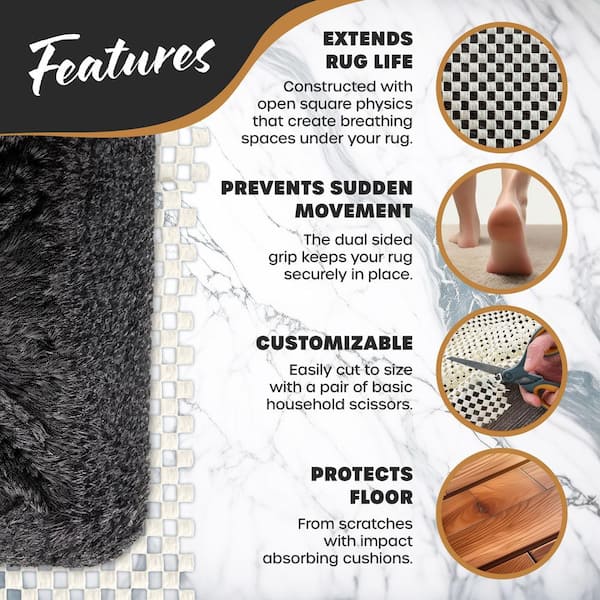 2 ft. x 60 ft. Non-Slip Rug Pad Roll : Premium Grip Mat