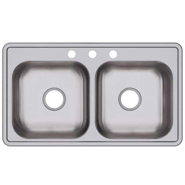 Elkay Dayton 33 x 19 in. Drop-In Kitchen Sink with Stainless Steel Double Bowl