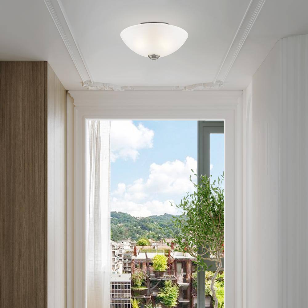Somerset Brushed Nickel 2-Light Semi Flush Mount with Satin Glass