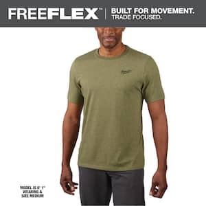 Men's Large Green Cotton/Polyester Short-Sleeve Hybrid Work T-Shirt