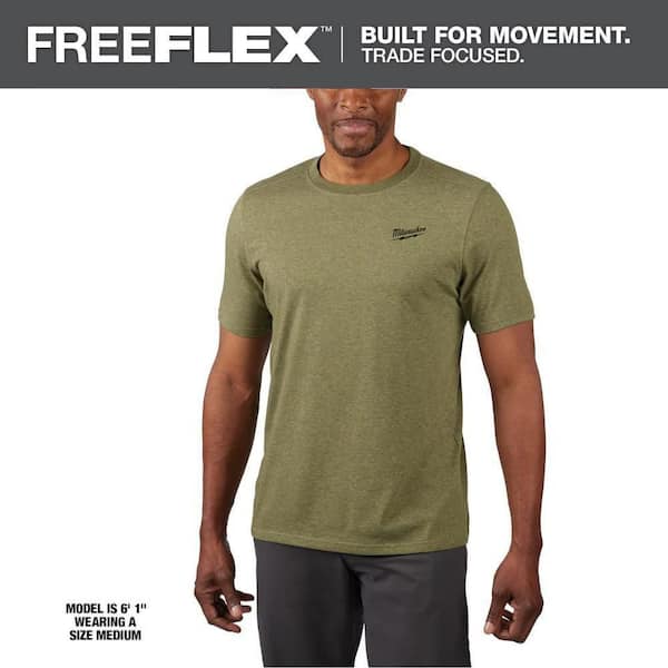 Men's Large Green Cotton/Polyester Short-Sleeve Hybrid Work T-Shirt