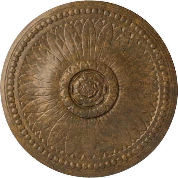 Ekena Millwork 18-1/8 in. x 3/4 in. Bailey Urethane Ceiling Medallion (Fits Canopies upto 4 in.) Hand-Painted Rubbed Bronze