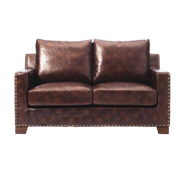 Home Decorators Collection Garrison Brown Bonded Leather Loveseat