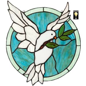 Dove of Peace Tiffany-Style Stained Glass Window Panel