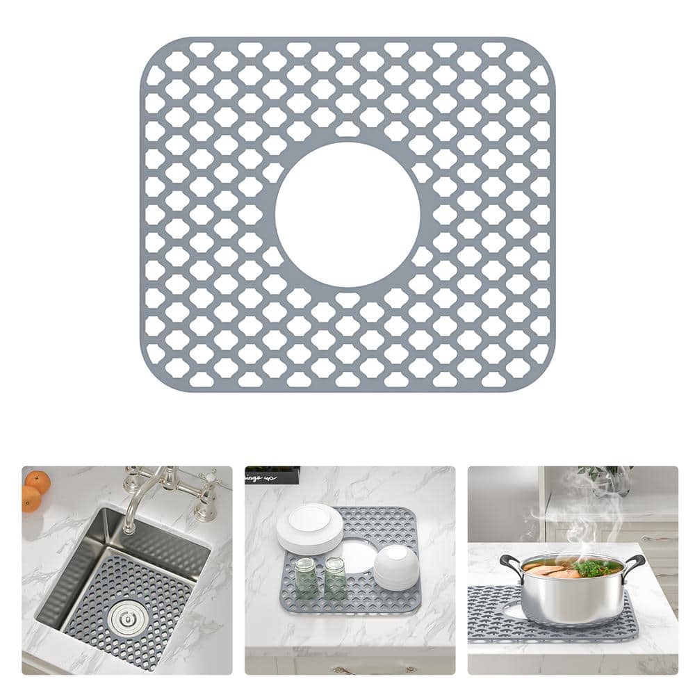 14 in. L x 11 in. W Silicone Kitchen Sink Protective Bottom Grid for Cerami