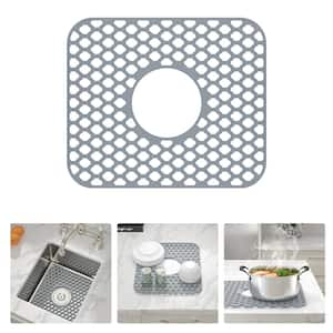 14 in. L x 11 in. W Silicone Kitchen Sink Protective Bottom Grid for Ceramic or Stainless Steel Sink in Gray