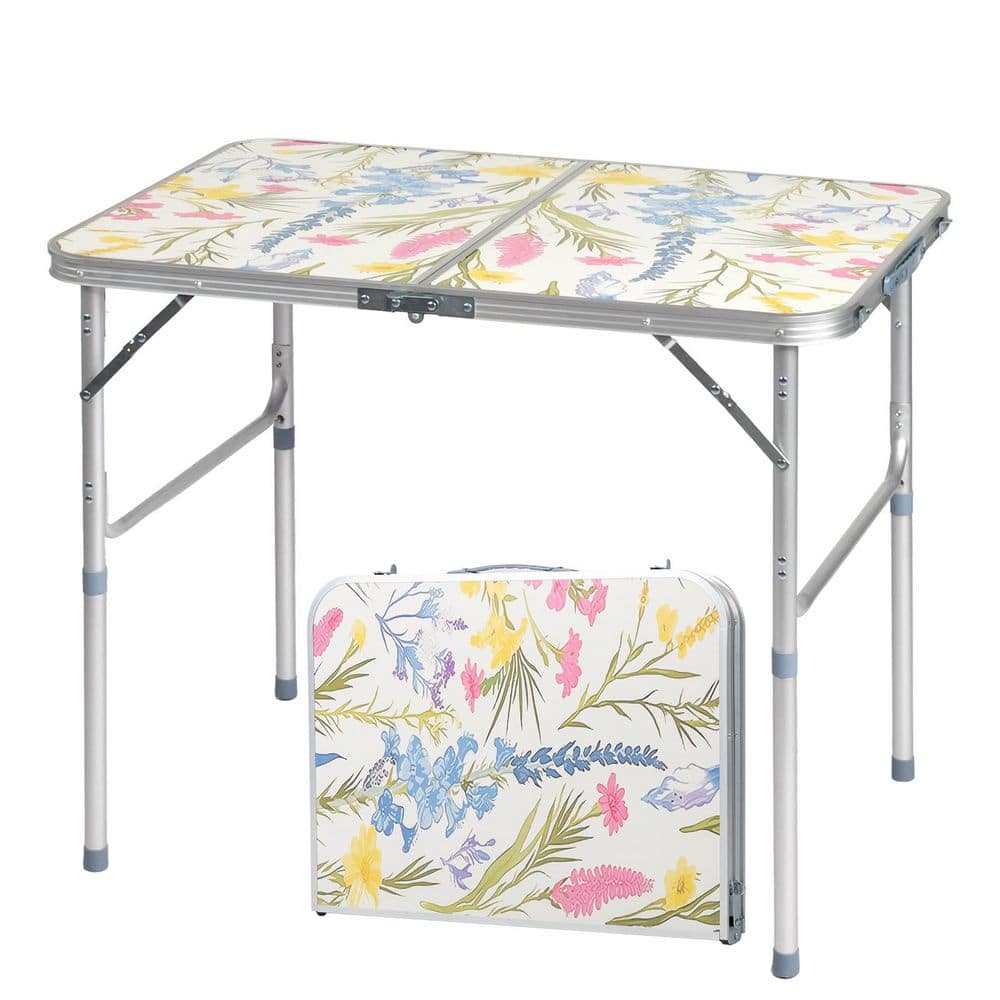 35 in. White Rectangle Aluminum Picnic Tables with Floral Pattern price history on PriceWatchPro