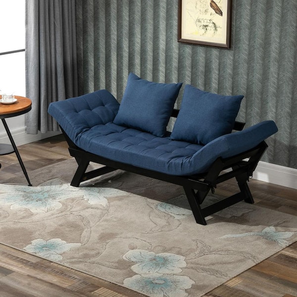 uitlijning Maryanne Jones legaal HomCom 64.5" Blue Chenille Single Sofa Bed with 3 Position Backrest  833-380BU - The Home Depot