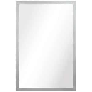 30 in. x 20 in. Contempo Rectangle Polished Silver Stainless Steel Framed Wall Mirror