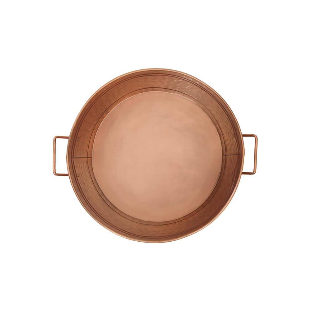 16.25" Round Copper Plated Steel Tub with Side Handles