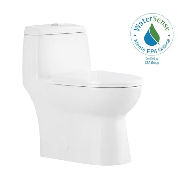 OVE Decors Jade 1-piece 1.06/1.6 GPF Sensor Dual Flush Elongated Toilet in White, Seat Included