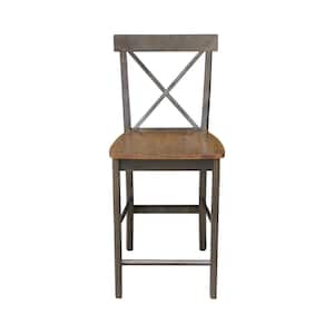 Alexa Hickory/Coal x Back 24 in. H Counter Stool