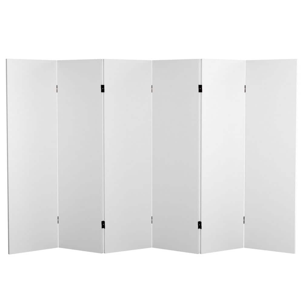 White Canvas 6-Panel Folding Room Divider