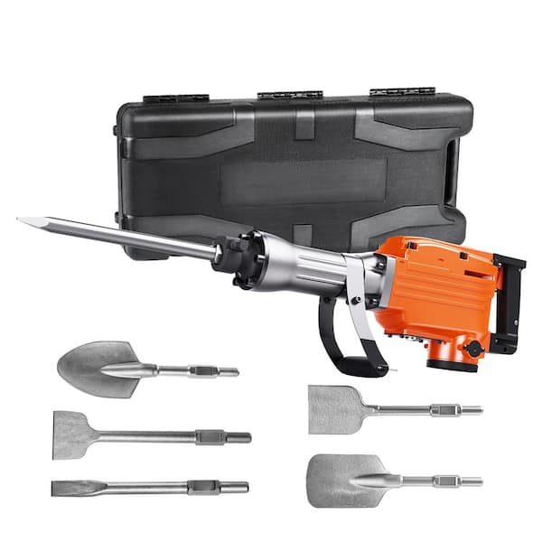 Demolition Jack Hammer Concrete Breaker, 25.6 x 4.7 in., 2200W Electric Hammer 6 Chisel Bits
