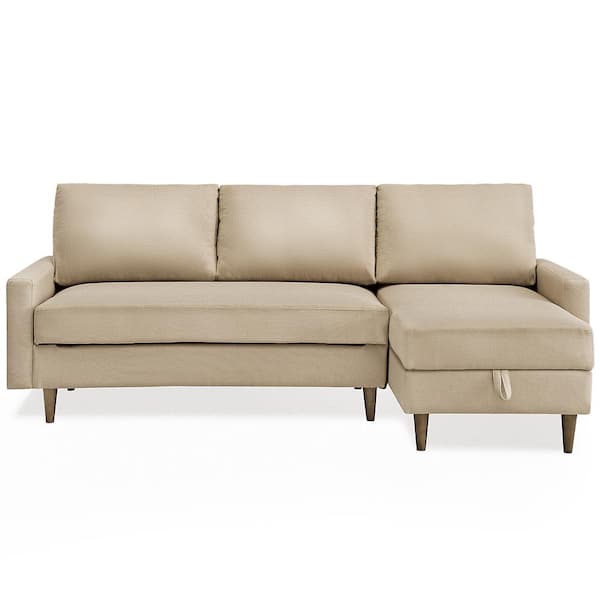 Clihome 84 in. W Pull out Sleeper Sectional Sofa Bed Corner sofa-bed with storage