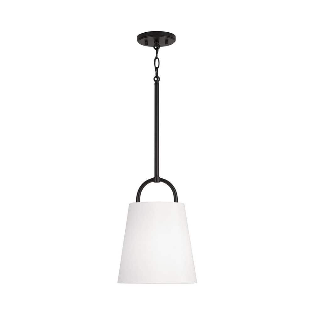 Brody 100-Watt 1-Light Matte Black Small Pendant Light with White Fabric Shade and No Bulbs Included price history on PriceWatchPro