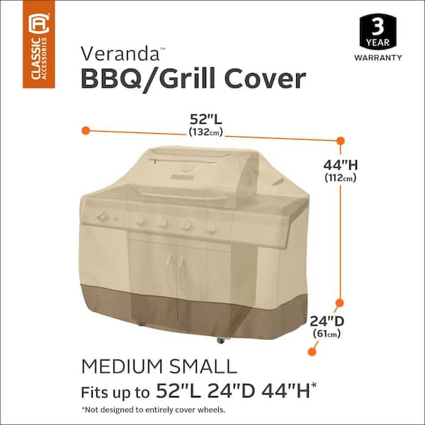 Veranda 52 in. L x 24 in. D x 44 in. H BBQ Grill Cover in Pebble