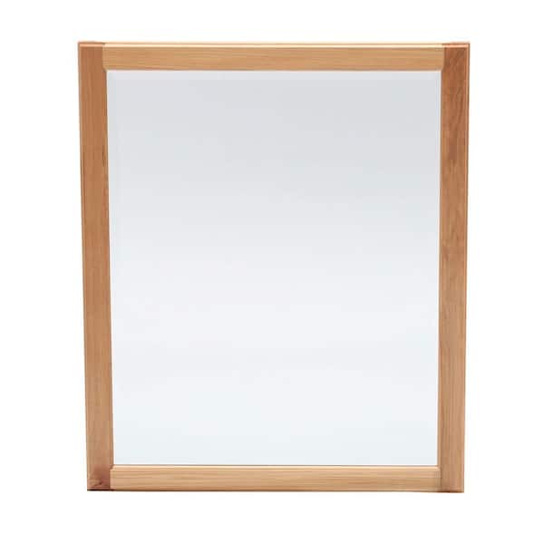Glacier Bay Hampton 27.5 in. W x 33.5 in. H Rectangular Framed Wall Bathroom Vanity Mirror in Natural Hickory