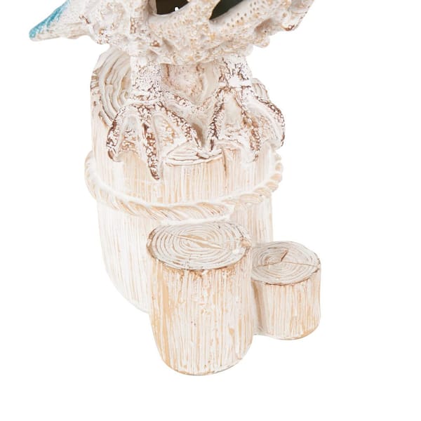 Litton Lane Blue 8 in. x 13 in. Polystone Textured Pelican