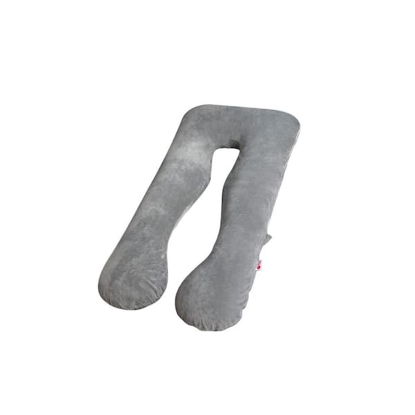 Angel Sar U Shaped Velvet Pregnancy Body Pillow with Zipper Removable Cover, Gray
