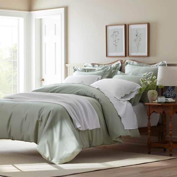 Company Cotton Light Sage Sateen Twin XL Fitted Sheet