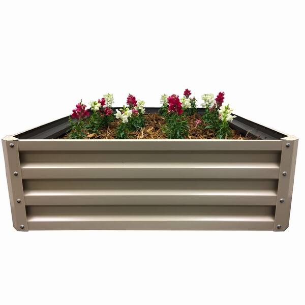 Beige Easy to Clean NEW Stratco 46" x 35" x 12" Metal Raised Garden Bed 