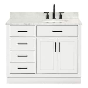 Hepburn 43 in. W x 22 in. D x 35.25 in. H Bath Vanity in White with Carrara Marble Vanity Top in White with White Basin