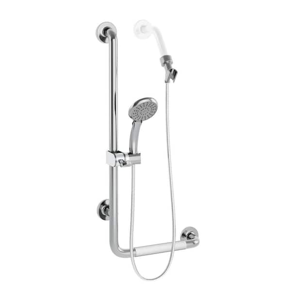 ErgoSlideBar Left 5-Spray Wall Bar Shower Kit In Polished Stainless Steel