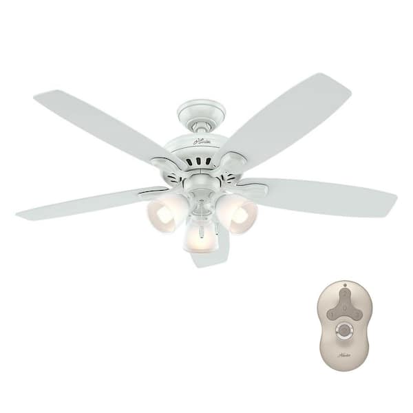 Hunter Highbury 52 in. Indoor White Ceiling Fan with Light Kit and remote