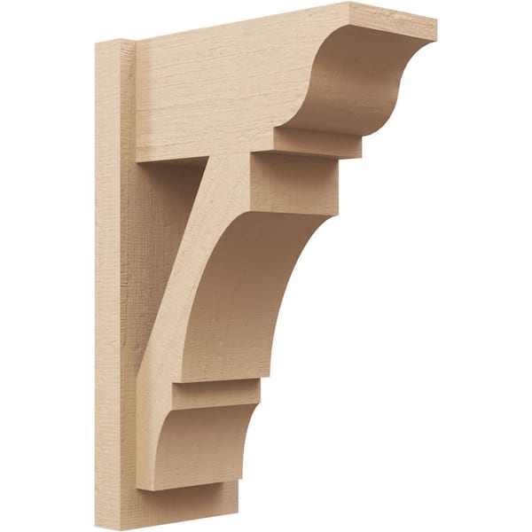 Ekena Millwork 8 in. x 24 in. x 16 in. Balboa Traditional Rough Cedar Woodgrain Timberthane Polyurethane Outlooker, Primed Tan