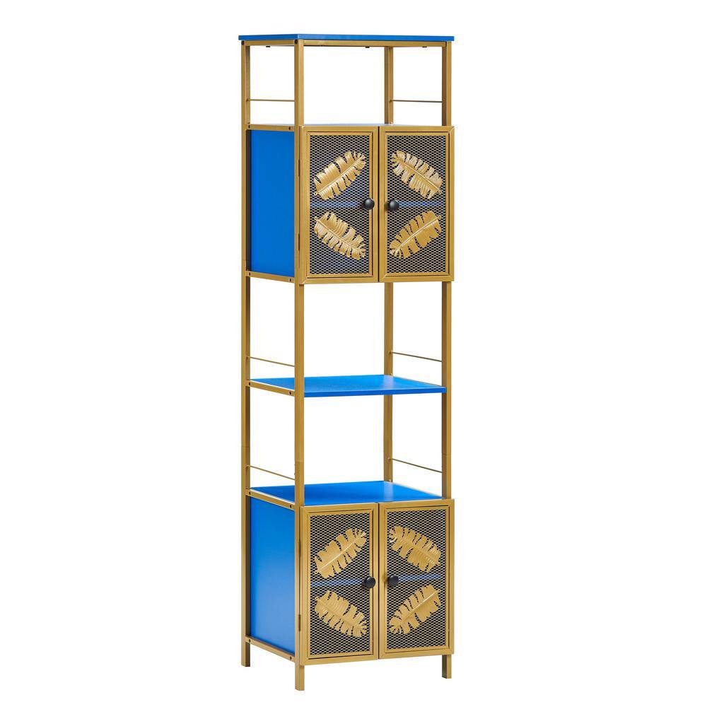 Blue 58.8 in. H Tall Large Floor Storage Cabinet with Open Compartments and