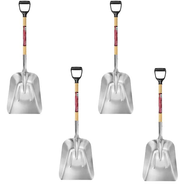 28 in. D-Grip Short Wood Handle Aluminum Scoop Shovel (4-Count)
