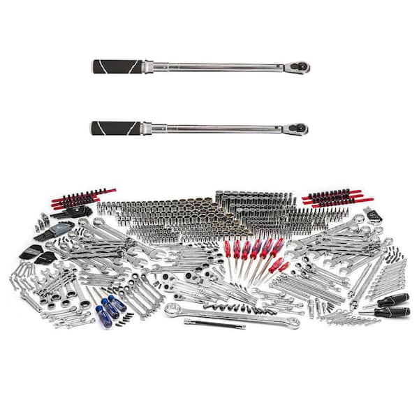 Husky 1/4 in., 3/8 in., and 1/2 in. Drive SAE/Metic, Shallow and Deep, Mechanics Tools Set with Torque Wrenches (607-Piece)