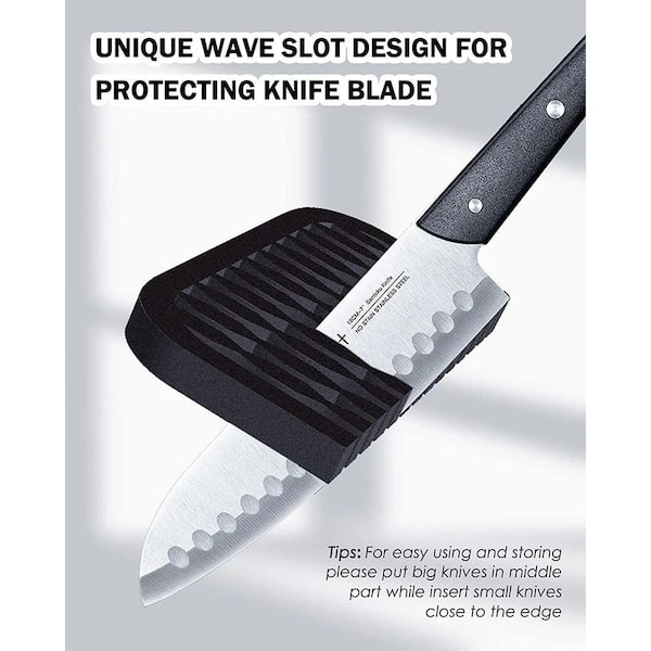 Knife Block Holder; Universal Knife Block without Knives; Unique  Double-Layer Wavy Design; Round Black Knife Holder for Kitchen; Space Saver  Knife