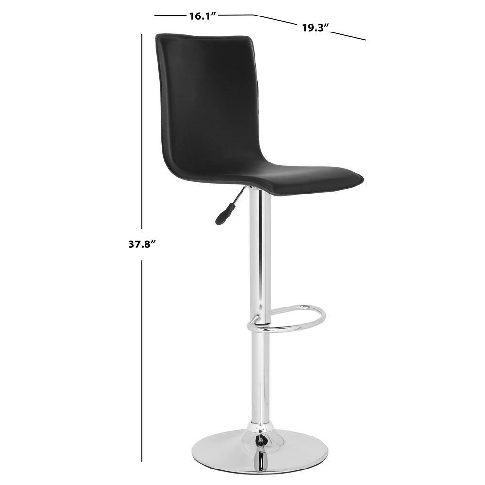 Magda Black Adjustable Swivel Bar Stool with Chrome Frame