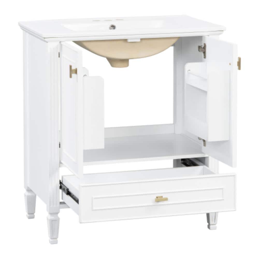 30 in. W x 18.3 in. D x 33.7 in. H Bathroom White Linen Cabinet price history on PriceWatchPro
