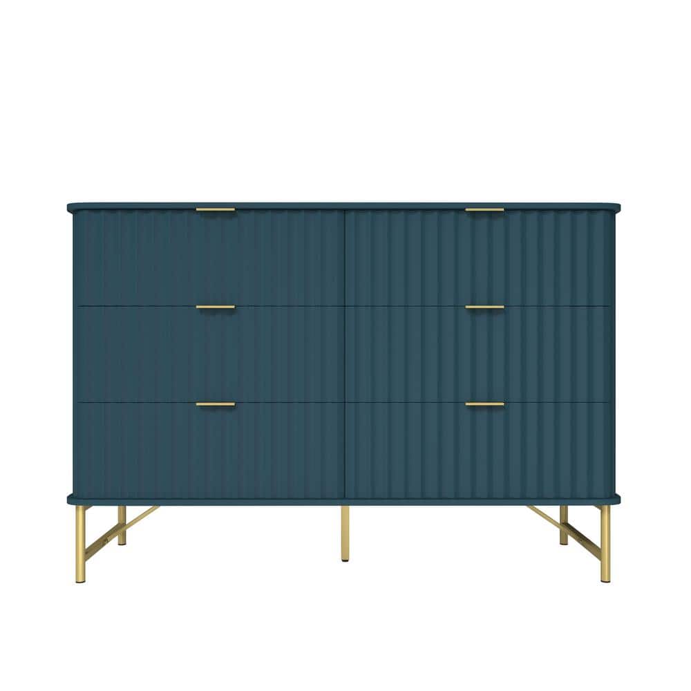 Modern Green 6-Drawer Accent Storage Cabinets 31.5 in. H Chest with Arched Grooved Panels and Crossbar Metal Legs price history on PriceWatchPro
