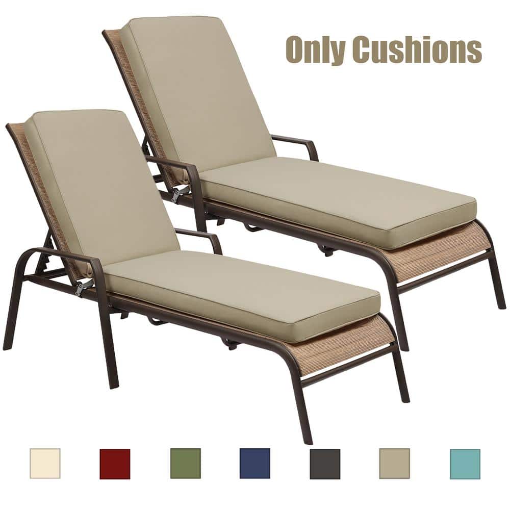 Aoodor 21 in. x 72 in. Outdoor Chaise Lounge Cushion in Brown (2Pack