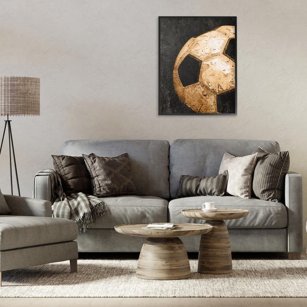 Vintage Soccer Ball Closeup by Kim Allen Black Framed Sports Giclee Art Print 30 in. x 24 in. price history on PriceWatchPro