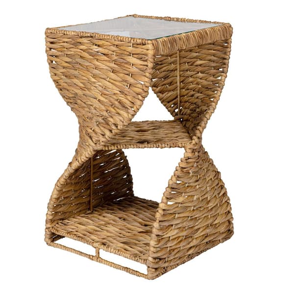 JONATHAN Y Suraya 14 in. Square Handwoven Water Hyacinth