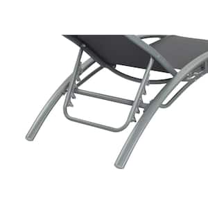 Gray Frame 2-Piece Aluminum Outdoor Reclining Chaise Lounge in Gray