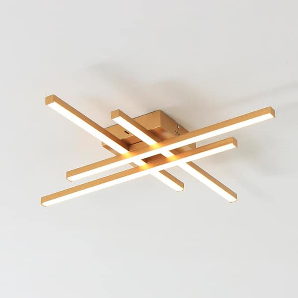 UMEILUCE 22 in. 4-Light Gold Integrated LED Dimmable Flush Mount for Entrance Hall Bedroom