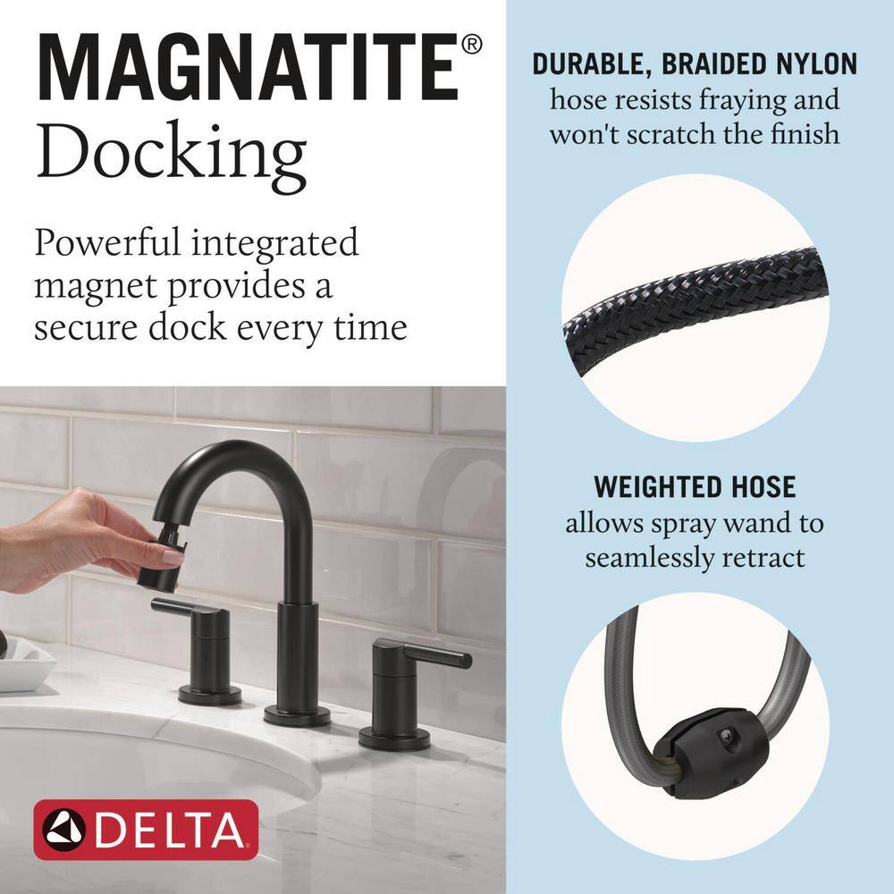 Matte Black Double Handle High Arc Widespread Bathroom Faucet