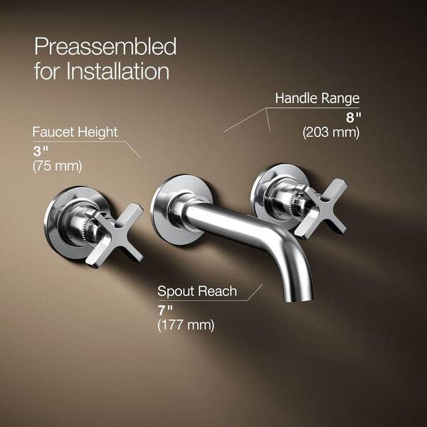 KOHLER Castia By Studio McGee 2-Handle Wall-Mount Bathroom Sink Faucet Trim 1.2 GPM in Polished Chrome