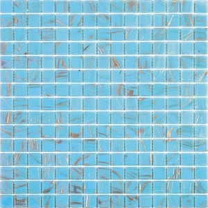 Celestial Glossy Maya Blue 12 in. x 12 in. Glass Mosaic Wall and Floor Tile (20 sq. ft./case) (20-pack)
