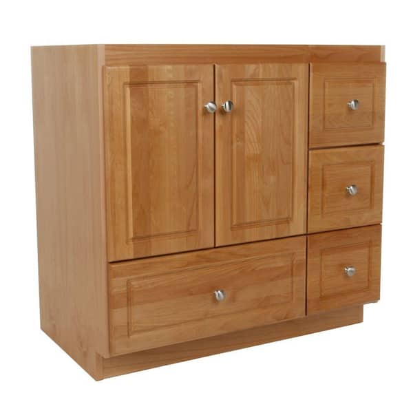 Ultraline 36 in. W x 21 in. D x 34.5 in. H Bath Vanity Cabinet without Top in Natural Alder