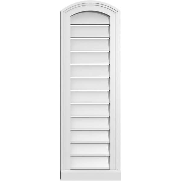 Ekena Millwork 12 in. x 34 in. Arch Top Surface Mount PVC Gable Vent: Decorative with Brickmould Sill Frame