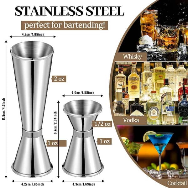 Wudkey 12-Piece Stainless Steel Cocktail Jigger Set 6-Piece 2 oz
