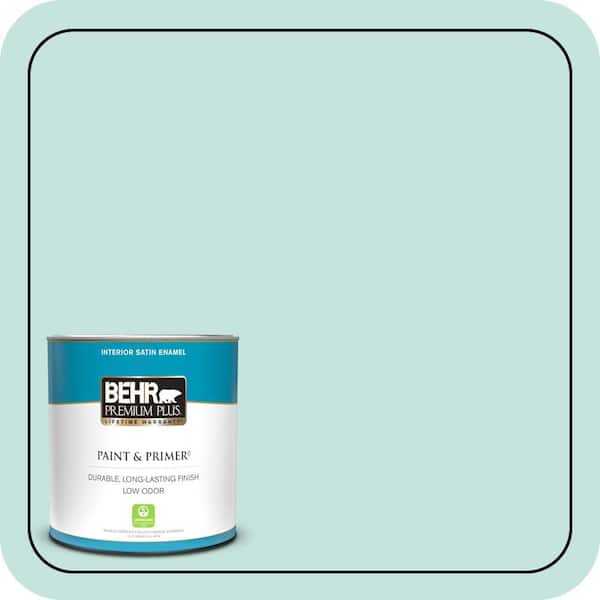 BEHR PREMIUM PLUS 1 qt. #MQ3-19 Misty Isle Satin Enamel Low Odor Interior Paint & Primer